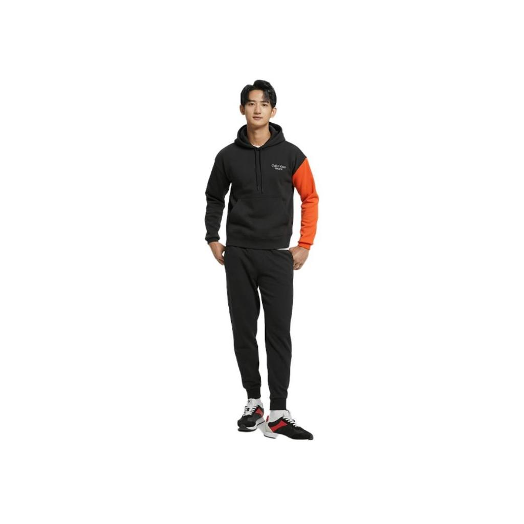 Calvin Klein Digital Letter Pattern Hooded Pullover Long Sleeve Sweatshirt Men Sweatshirt Black Red J321892