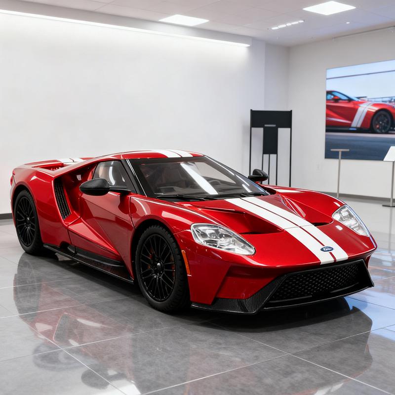BBAA3 1:24 Ford GT Supercar Alloy Car Model Sound and Light Pull Back Children's Toy Collectibles Birthday Gift