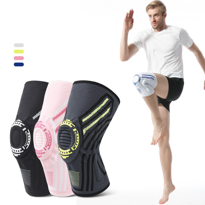 1pc Knee Brace Strap Patella Medial Support Strong Meniscus Silicone Compression Protection Sport Knee Pads Running Basketball