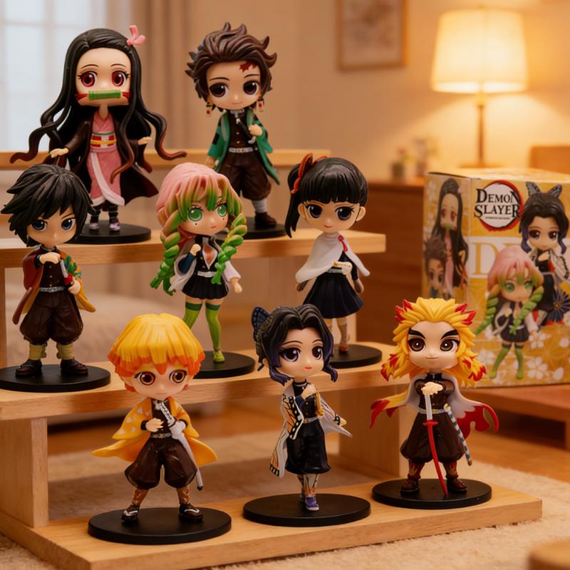 In stock Anime Demon Slayer Figure Doll Toy Nezuko Tanjirou Zenitsu Inosuke Kyoujurou Shinobu Giyuu  Model Toy Kids Xmas Gift