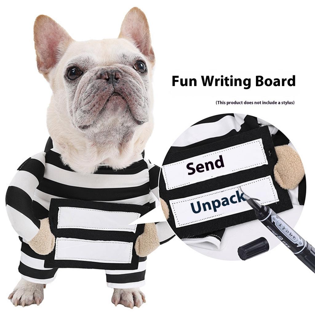 Comfortable Prisoner Costume Funny Striped Outfit Party Wear for Small Dog Cats Theme Party and Holiday Dressingup