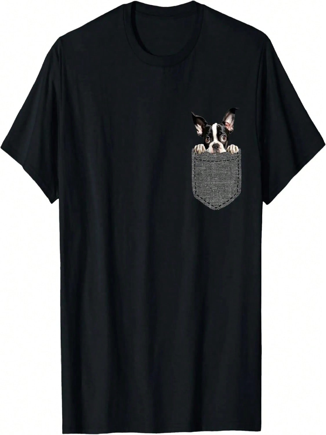 Boston Terrier Dog In Pocket T-Shirt S разноцветный