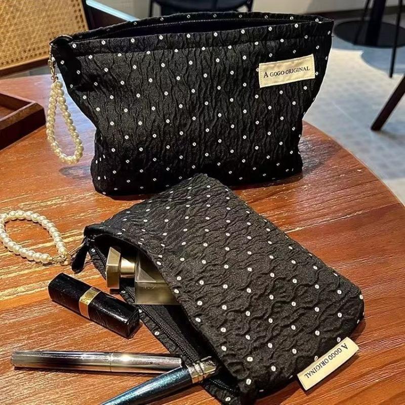 Black Dots Cosmetic Bag Women Makeup Bag Travel Wash Bag Female Travel Storage Bag Women Make Up Bag Organizer Toilet Bag Clutch
