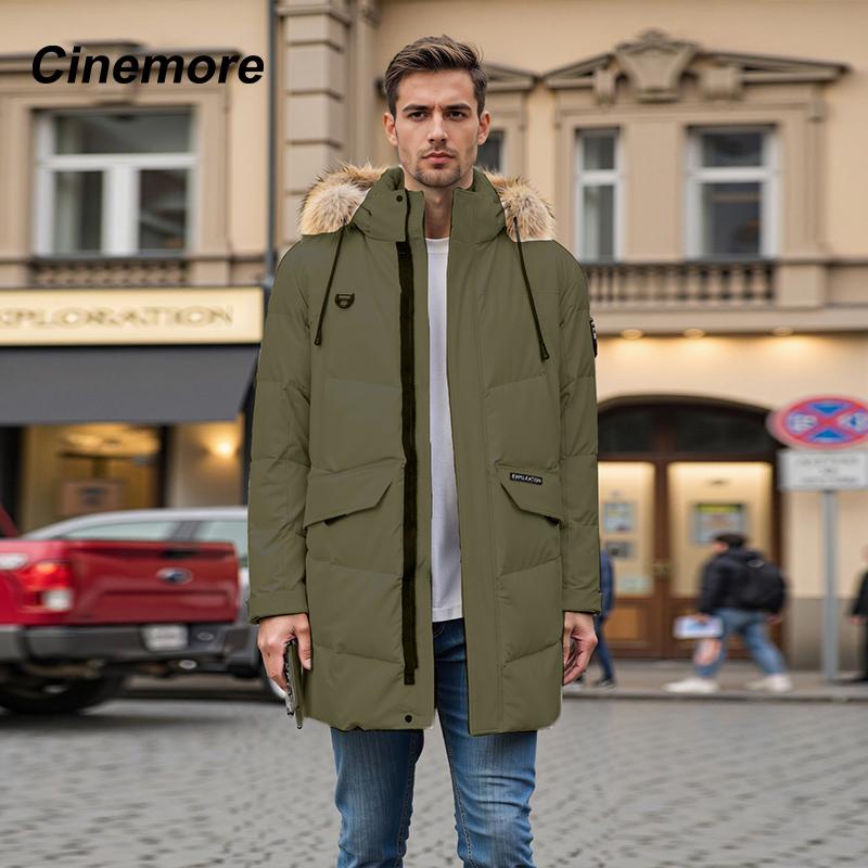 Cinemore 2025 Winter Coat Men's Down Jacket with Pockets, Warm, Drawstring, Hooded, Short Parka Men's 8039