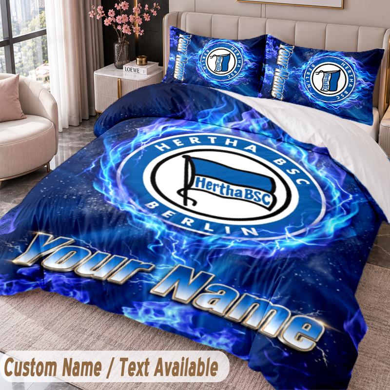 hertha bsc Printed Bedding Set Custom Name Text 1 Duvet Cover 2 Pillowcases For Bedroom