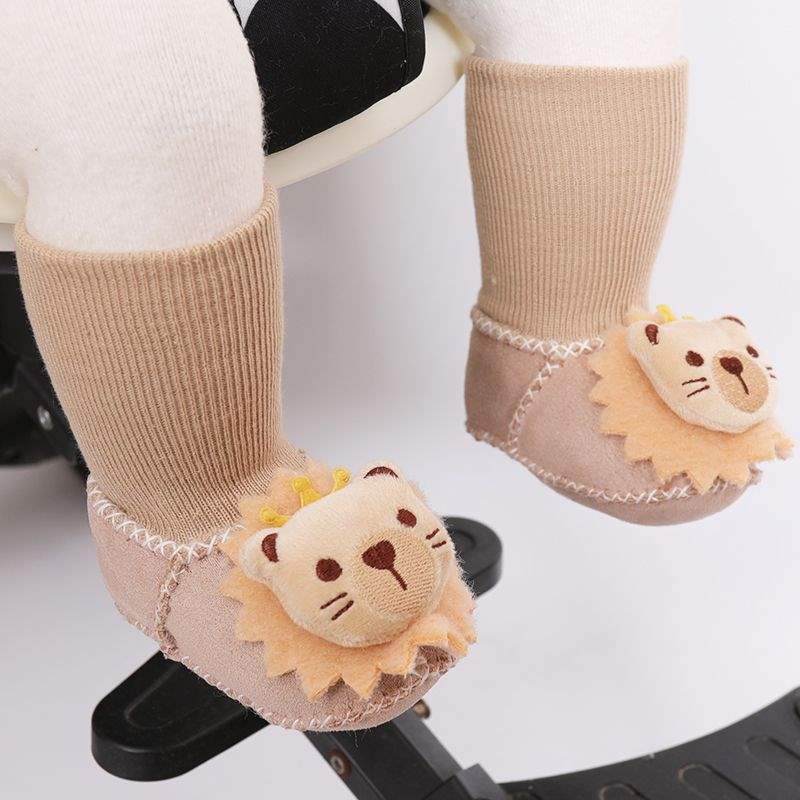 Winter Soft-soled Newborn Baby Cotton Shoes 0-6 Months Thickened Baby Anti-drop Socks Shoes Keep Warm and Do Not Lose Fluff Shoes