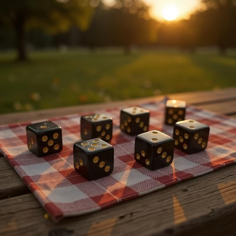 6 Black And Golden Dice - Board Game Additions - Family Entertainment - Party Gifts - Gaming Dice - Essential for Tabletop Games