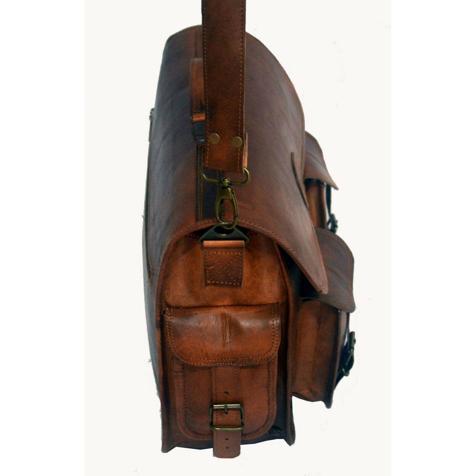 Мужская сумка-мессенджер из козьей кожи Настоящая сумка-сэтчел из натуральной кожи — фото 4