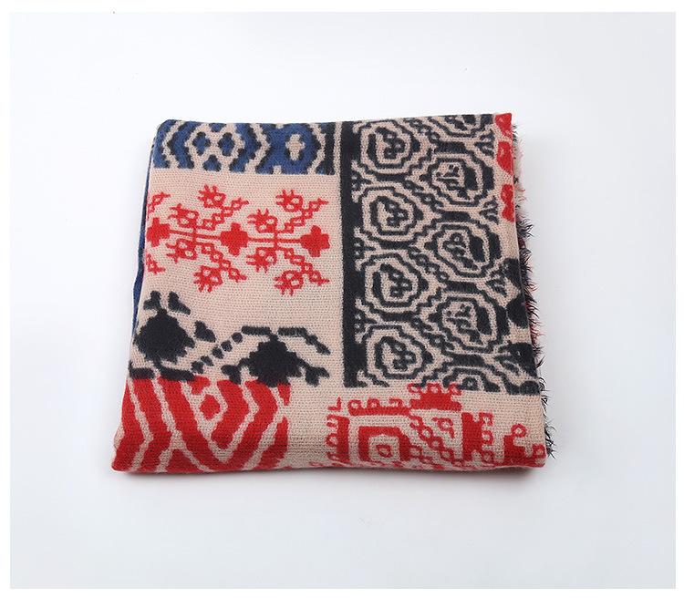 Women European Style Printed Square Scarf Warm Winter Shawl 140140 красный