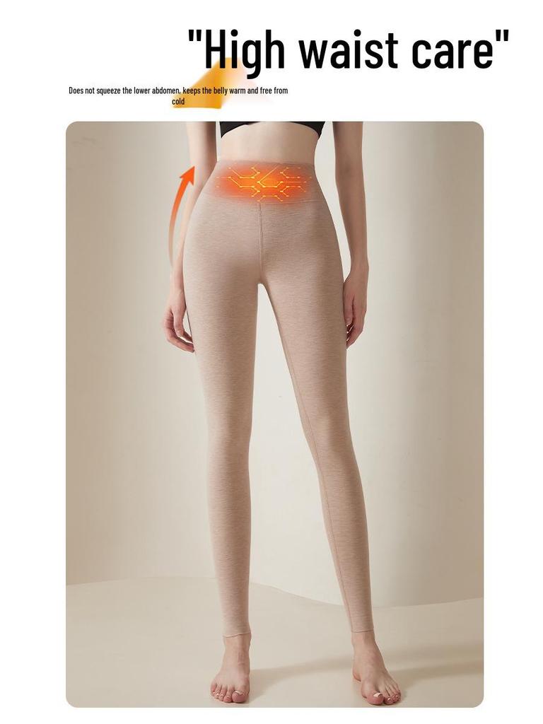 Women's High-Waist Silk Cashmere Fleece-Lined Pants - Seamless, Warm, and Thick for Autumn/Winter Cold Protection