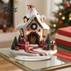 Colorful Acrylic Christmas Crafts Winter Tree Cottage Table Decoration, Double Sided Xmas Cabin Ornament Fairy Tale Igloo Decor with Stable