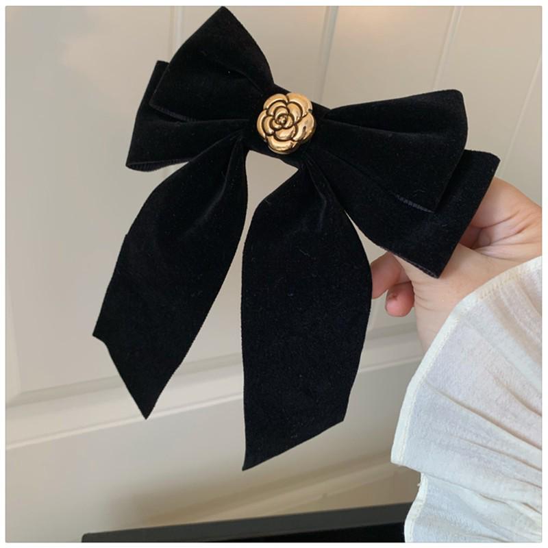 Korean Summer Satin Bow Hair Clip – Large Ribbon Top Clip for Women