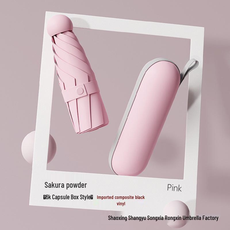 Compact Five-Fold Umbrella: Portable Pocket Sunshade & Rain Parasol for Women, Anti-UV Sunscreen Protection.