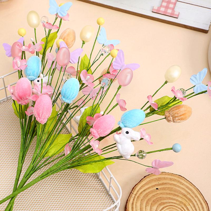 1Pc Rabbit Bouquet Practical Artificial Flower DIY Easter Decoration INS Resurrection Egg Festival Supplies