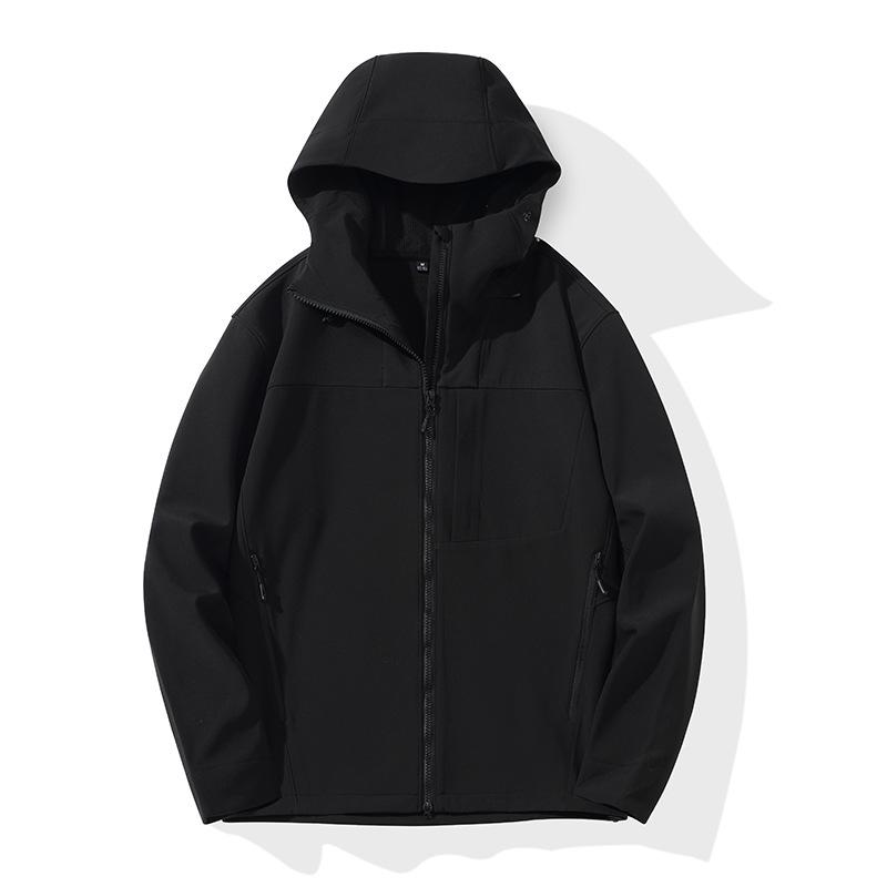Unisex Waterproof Soft Shell Trekking Jacket with Fleece Lining and Hood for Outdoor Sports XS