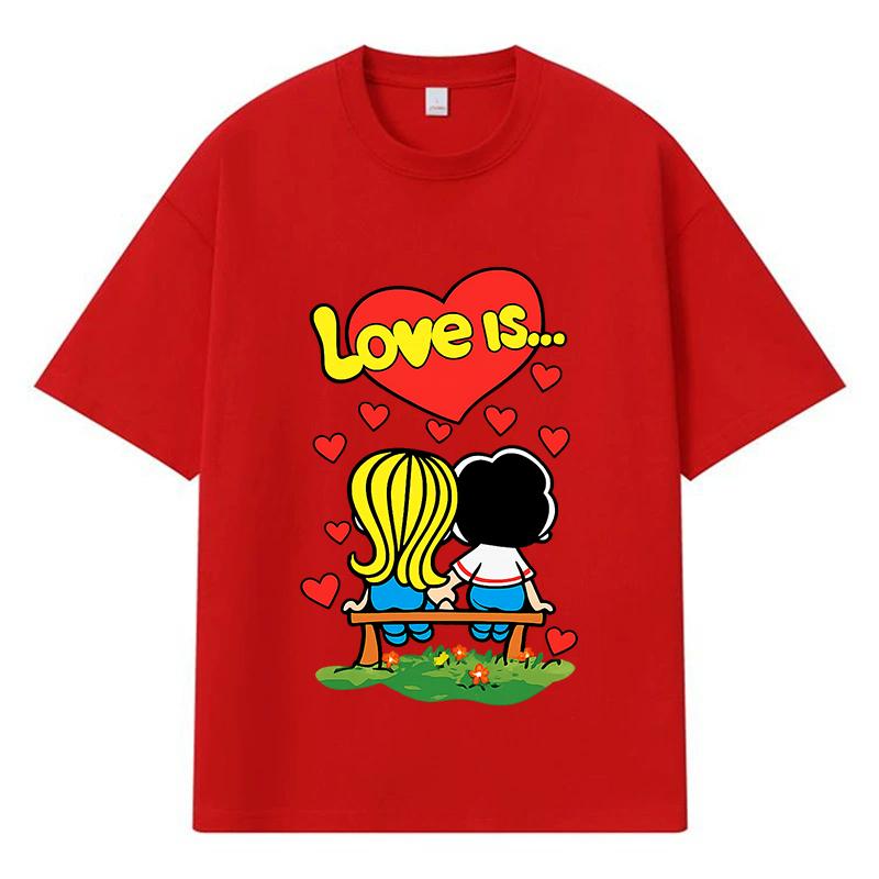 2026 Love Is Graphic Y2k Harajuku Streetwear 100% Cotton T Shirt Casual Oversized Summer Men T-shirt