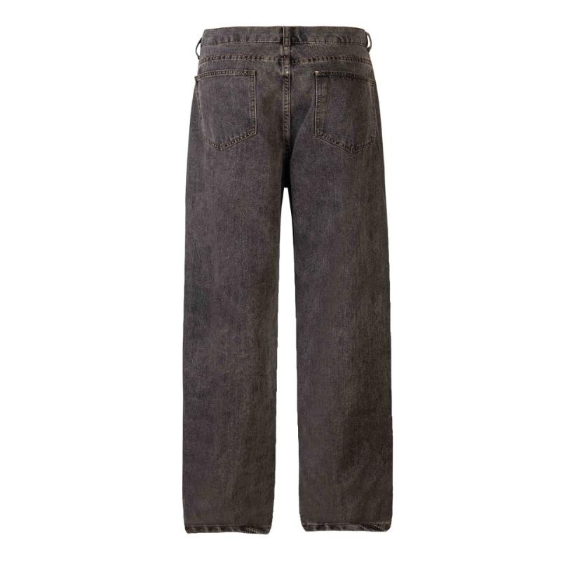 EastRogue Embroidered Denim Jeans, Men's American Washed and Distressed Loose Straight-leg Long Pants, for Both Men and Women.
