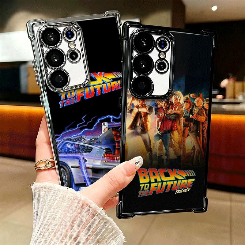 Back To The Future Plating Phone Case For Samsung Galaxy S24 S25 FE S26 Edge S23 Ultra S22 S21 Plus S20 Anti-Fall Airabag Cover