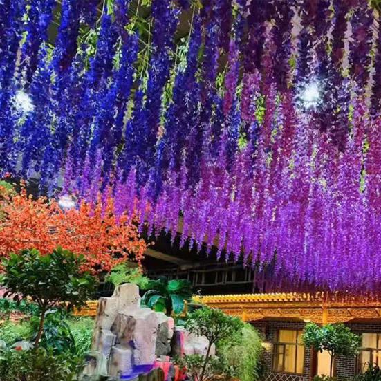 Artificial Wisteria Flowers Fake Wisteria Vine Hanging Garland Faux Silk Flower String for Wedding Arch Ceremony Party Garden Home Backdrop Decor