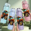 1PC Farm Tractor Vehicle Retro Print 750ml Color Plastic Sports Water Bottle Leakproof Flip Straw Lid Suitable for Sports Office Home Use