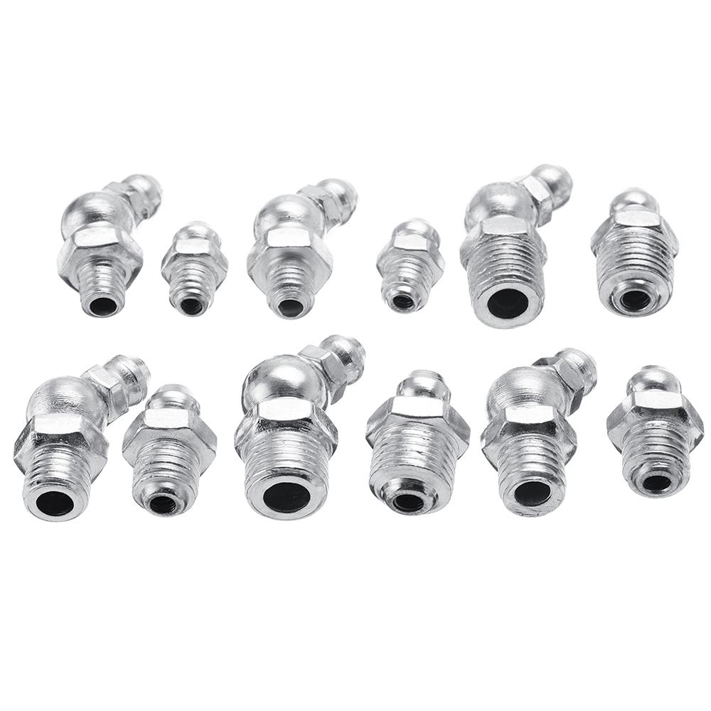 130Pcs Hydraulic Grease Nipples Galvanized Metal Grease Nipple Fitting Assortment Kits Fitting Metric Imperial BSP UNF
