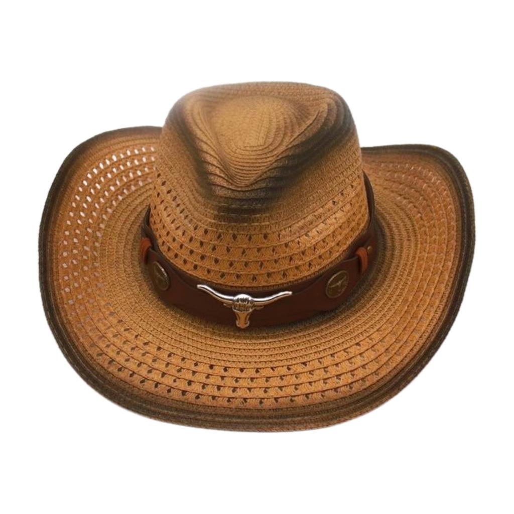 Spring And Summer Beach Windproof Sunscreen Straw Hat Men And Women Ethnic Style Western Cowboy Straw Hat