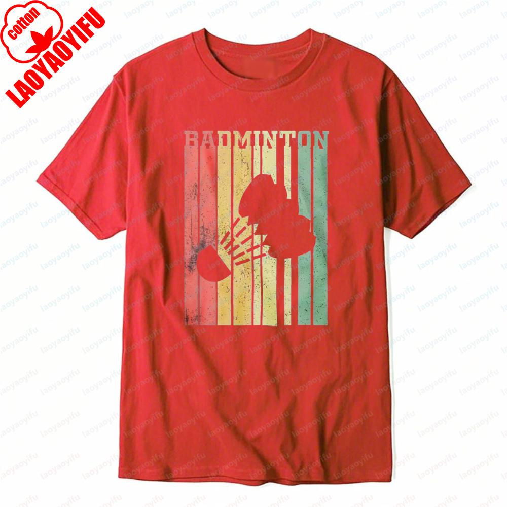 

Badminton Sport Graphic Tee Vintage Style TShirt for Men Shuttlecock Fashion Streetwear Shortsleev Trendy Tops Athletic Wear S