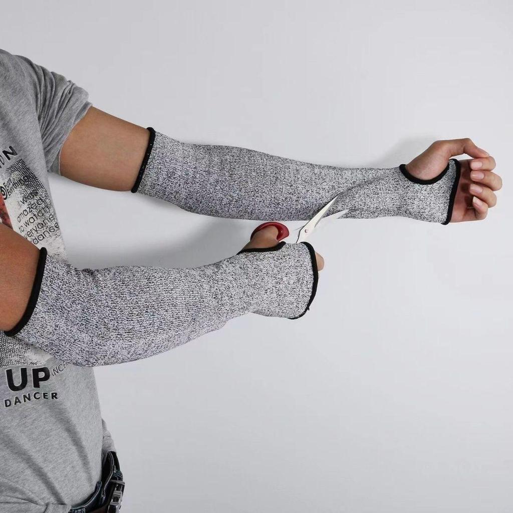 Level 5 Cut-Resistant HPPE Arm Sleeves with Thumb Hole - Scratch-Resistant Protective Guards