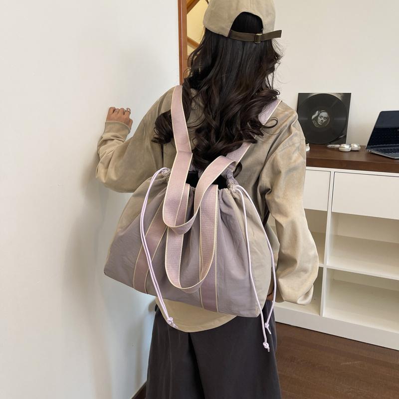Multifunktionaler Damenrucksack in Colorblocking-Optik mit großem Fassungsvermögen, Kordelzug-Tragetasche, leichter Freizeit-Pendlerrucksack, m