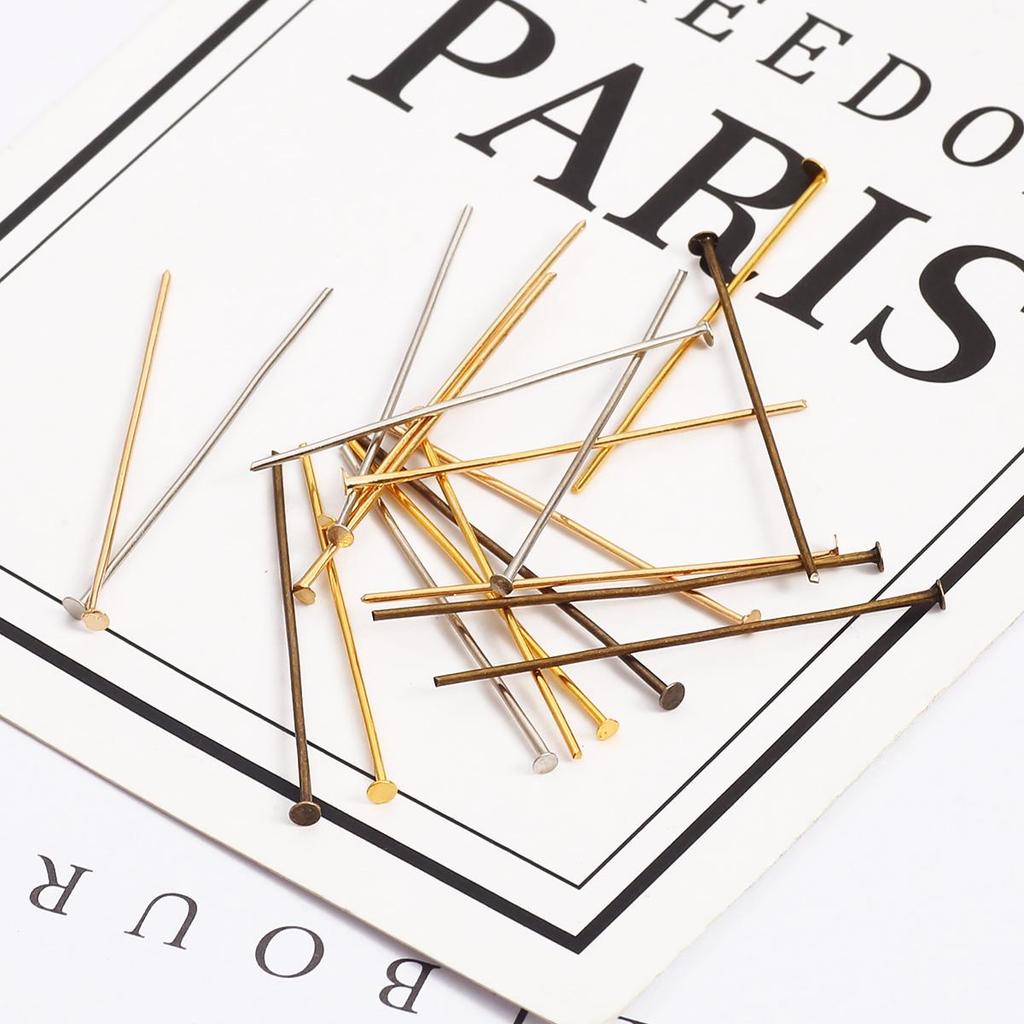 200 Stück Flachkopf Öse Flachkopfstift Eisennadeln Perlen Zubehör für Schmuckherstellung DIY Zubehör Ohrring