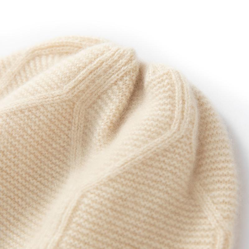 Women's 100% Cashmere Knit Slouchy Beanie Hat Textured Pattern Warm Soft Cozy Winter Casual Cap Cold Weather Headwear Accessory