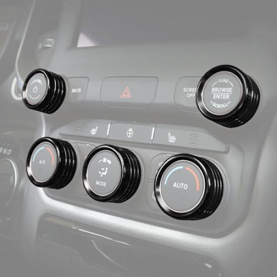 For Dodge Ram 1500 -2025 Black A/C Switch Volume Button Trim Ring Knob Cover