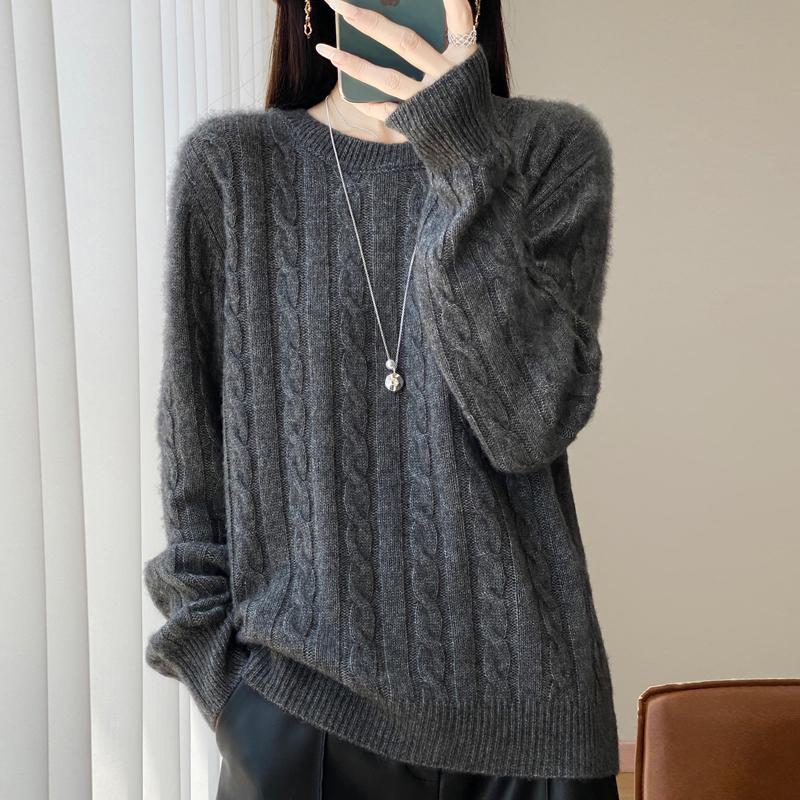 Women's cashmere sweater Qinghe cashmere 30% cashmere 70% wool autumn and winter pullover warm and fashionable