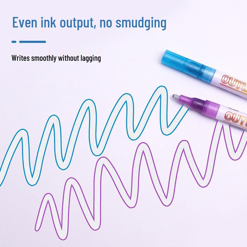 Dual-Line Fluorescent Outline Marker for Students and Artists