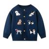 Kids' Spring/Autumn Korean Cartoon Puppy Jacquard Cotton Cardigan Sweater for Boys & Girls