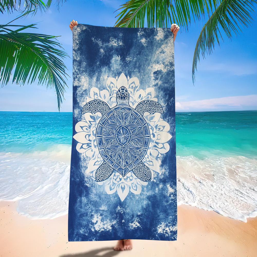 Starry Night Palm Tree Beach Towel Gradient Background Quick Dry Towel for Summer Vacation