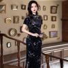 Black velvet national style new Chinese style Suzhou long cheongsam improved young 1011 new women's high sense summer
