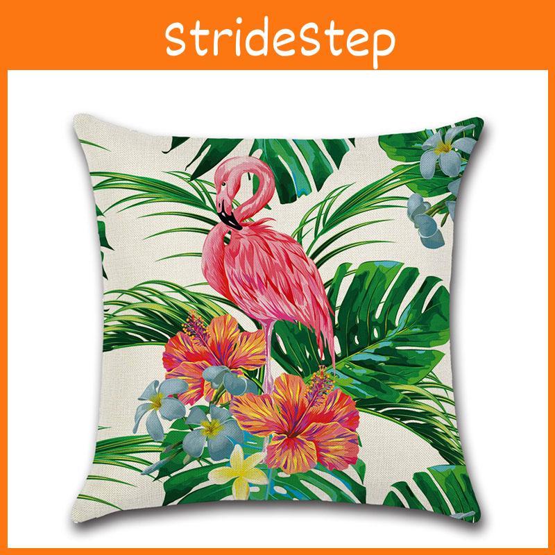 Luxurious Flamingo Tropical Monstera Cotton Linen Cushion Cover For Chic Living Spaces