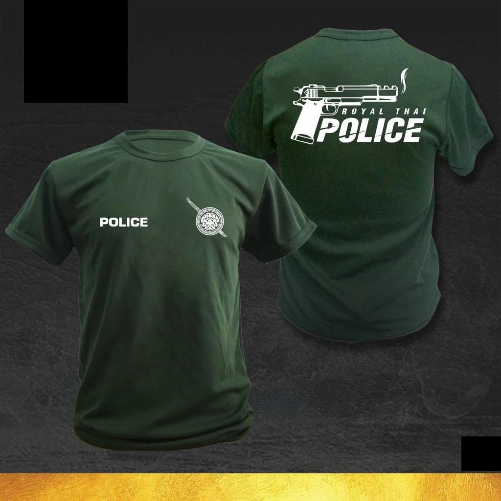 Tričko s logem thajské královské policie, thajské tílko s výstřihem do O, kulatým výstřihem a krátkým rukávem, potisk s pistolí, rychleschnoucí, národní uniforma pro muže a ženy, unisex