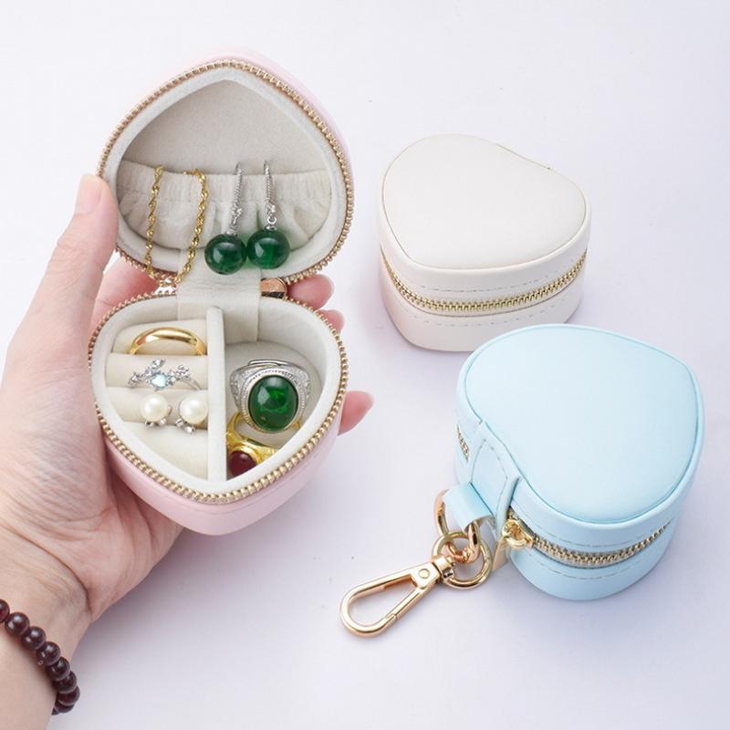 Mini šperkovnice Klíčenka Displej na šperky Organizér na náušnice Přenosná krabička na prsteny Srdcovitý Minimalistická Cestovní taška Přívěsek