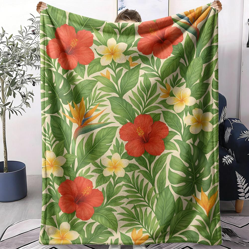 Plumeria Throw Soft Flannel AC Blanket Lightweight Summer Nap Throw Cozy Blanket for Sofa Bed Travel Home
