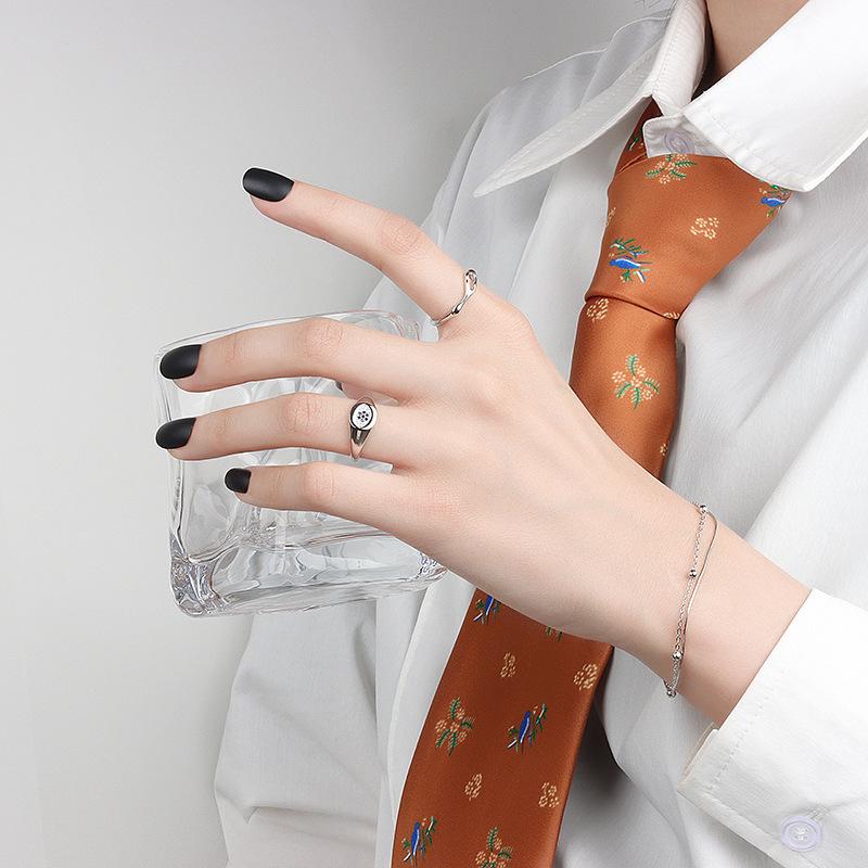 Japanese Minimalist Irregular Glossy Open Ring For Women Versatile Niche Design Statement Band