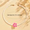 1pc Beaded Necklace for Women White Beads with Pink Floral Accent, Perfect for Daily Wear & Beach Vacations, Vacation Jewelry