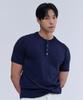 NINEZ Henley Neck Short Sleeve Muscle Knit (Navy)