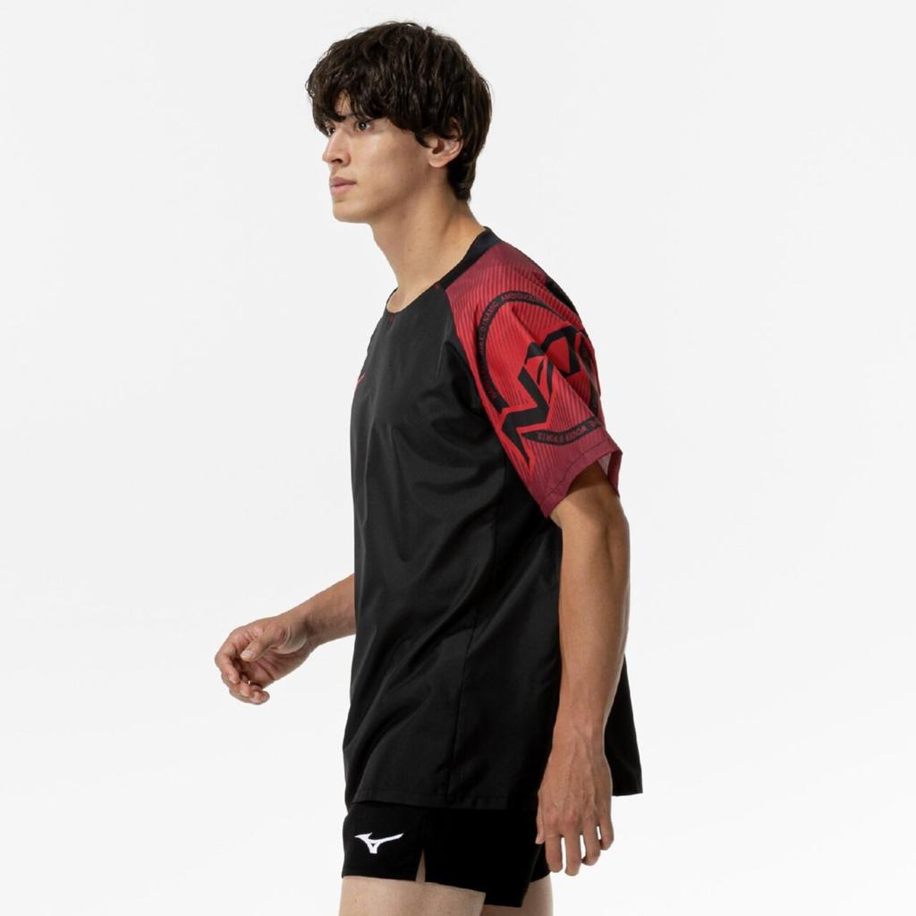 Volleyball wear N-XT Short-sleeved training jacket/windbreaker shirt for club activities V2MEC000 Unisex Black/Red XL