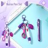 Colorful Ballpoint Pen Set: 4-Color Click Pens, Carabiner, Nurse Pen, Scissors, Penlight, Highlighter, Pocket-Sized.