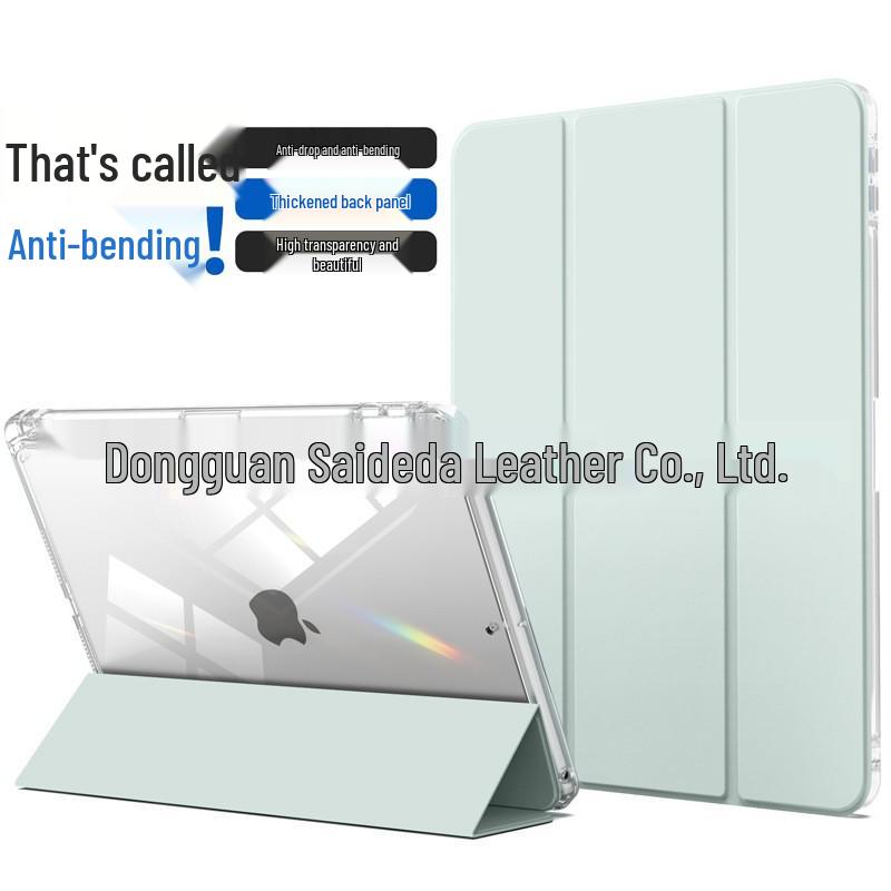 iPad 10.2" Leather Case with Pen Slot & Transparent Acrylic Back