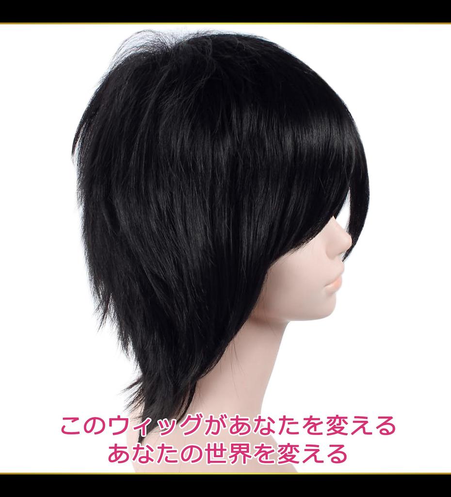 CaseEden Cosplay Wig Premium Cool Short Black Hair 6082