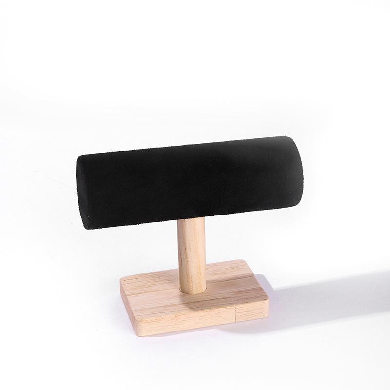 Fashion Velvet Bracelet Storage Rack Wooden T-shape Watches Bangle Necklace Holder Jewelry Display Stand Counter Showcase Props