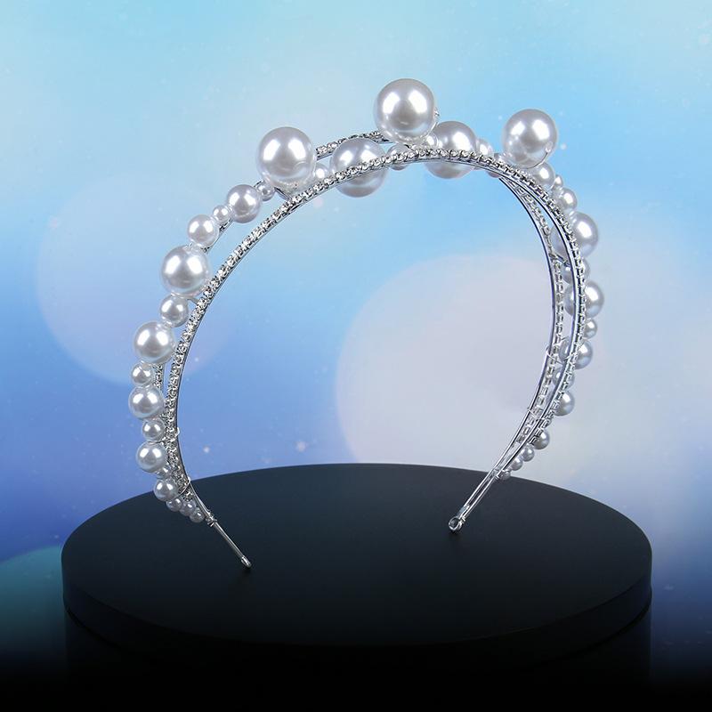 Pure new rhinestone pearl headband bride wedding headgear headband jewelry heel makeup style accessories